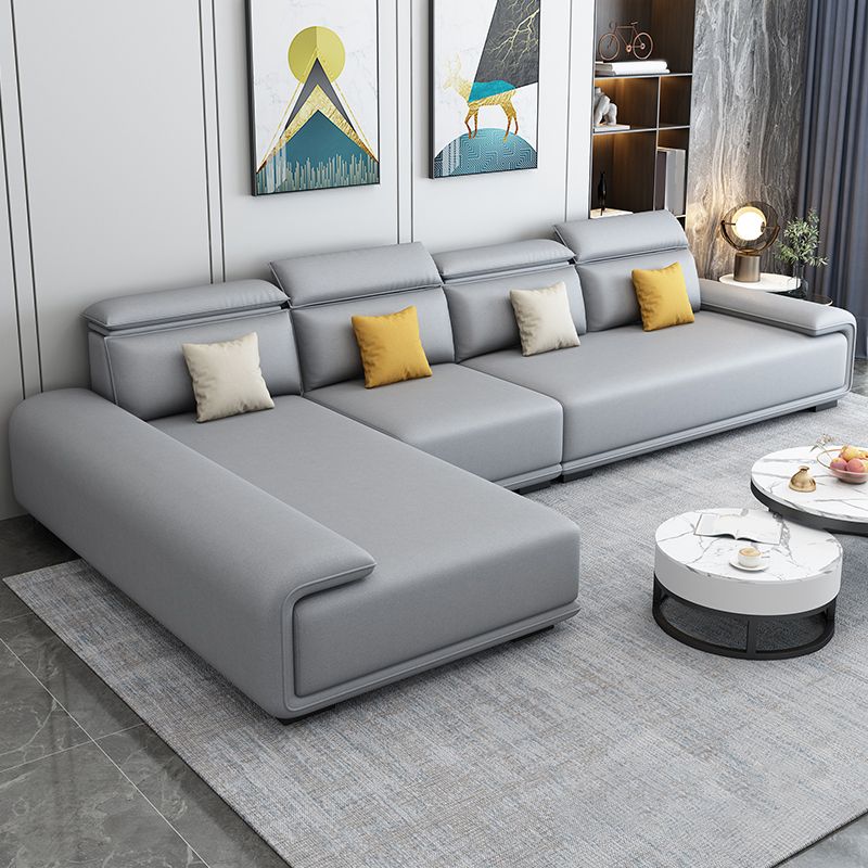 30.3"H Modern Faux Leather Square Arm Sofa & Chaise for Living Room
