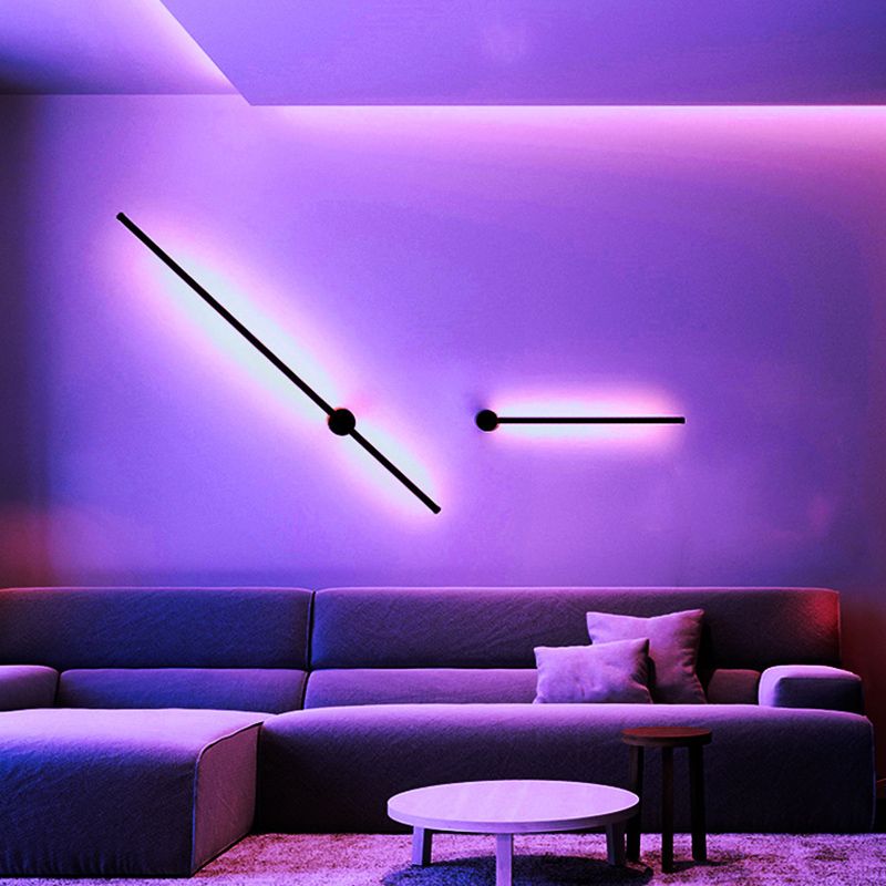 Modern Style Linear Wall Sconces Metal 1 Light Wall Mount Light Fixture in Black