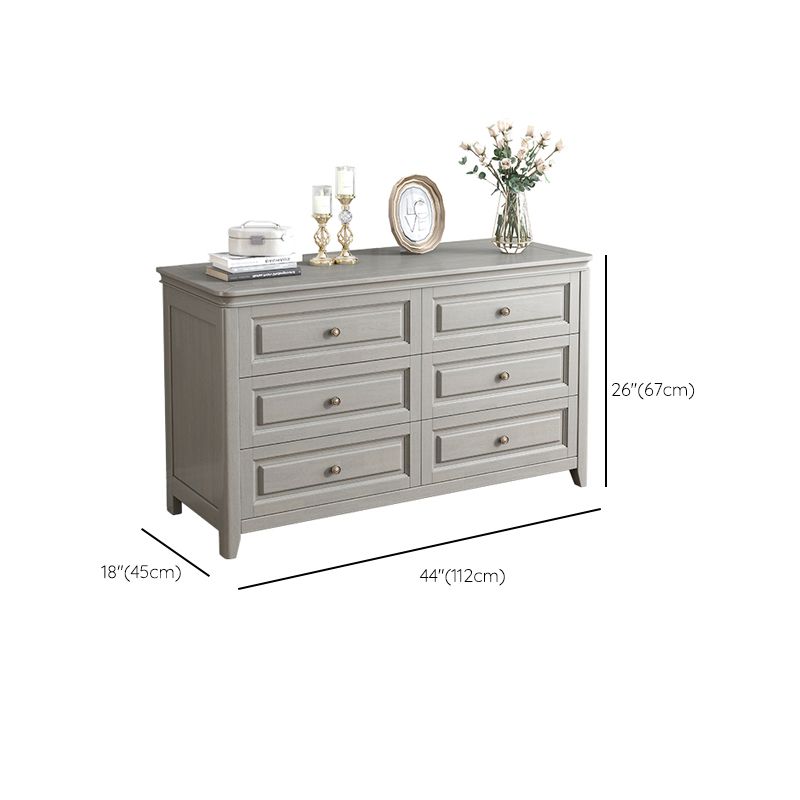 Contemporary Rubberwood Storage Cabinet with Drawers in Gray
