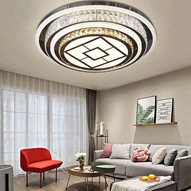 Geometric Crystal LED Ceiling Light in Modern Creative Style Stainless-Steel Ceiling Fixture for Living Room