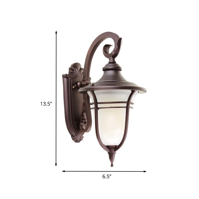 Milk Glass Coffee Sconce Lamp Urn 1 Light Countryside Wall Mounted Light Fixture for Courtyard