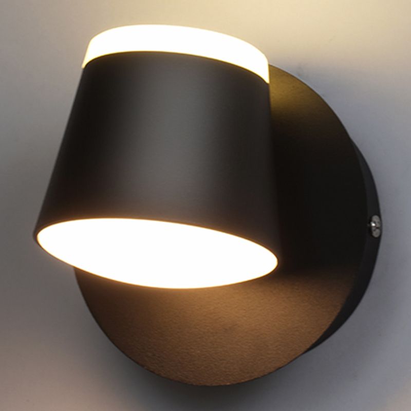 Modern Metal Wall Sconce LED Wall Light with Aluminum Shade in Black and White for Bedroom