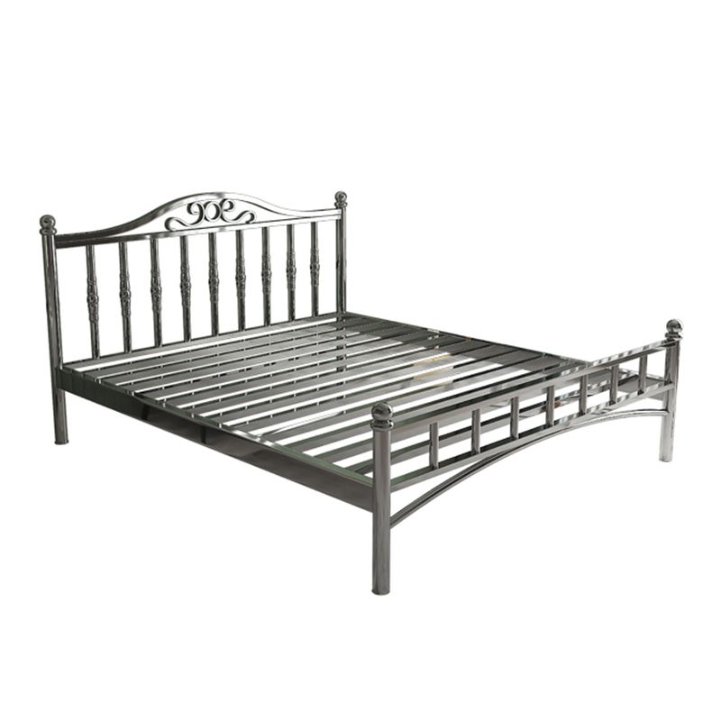 Modern Silver Color Bed Headboard Standard Bed with Metal Legs