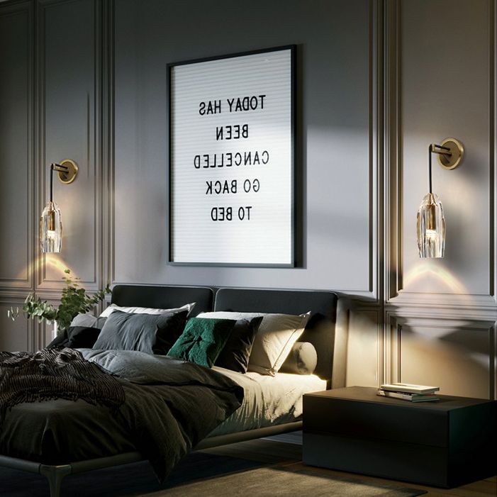 Crystal Gold LED Wall Lamp in Modern Luxury Style Copper Hanging Wall Sconce for Interior Spaces