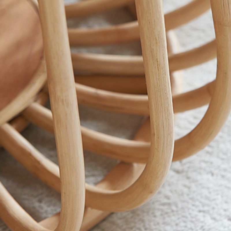 Asian Drum End Table Round Rattan Accent Side Table with Storage