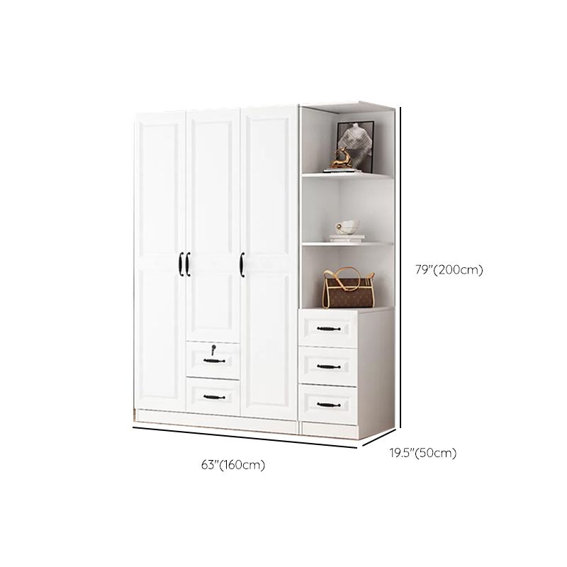 Hinged Wardrobe Cabinet White Wardrobe Armoire with Shelves for Home