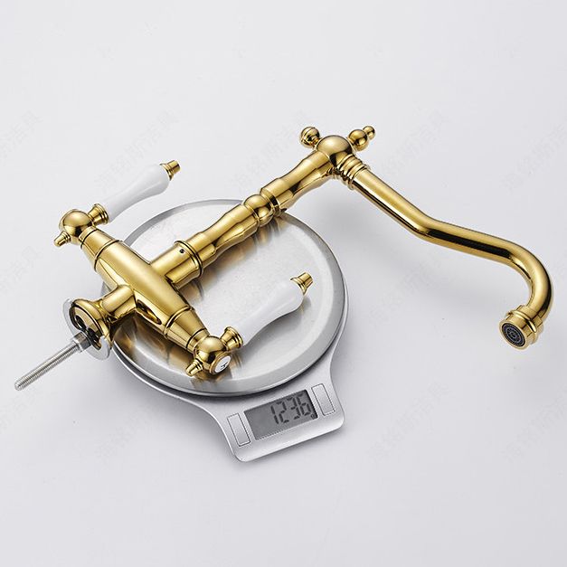 Traditional Kitchen Faucet Swivel Spout Gooseneck Double Handle Standard Kitchen Faucets