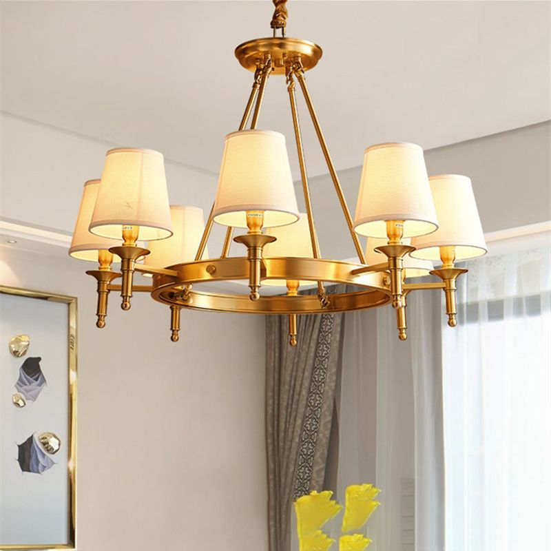 Gold Copper Pendant Light in Traditional Classic Style Fabrics Sputnik Hanging Light for Living Room