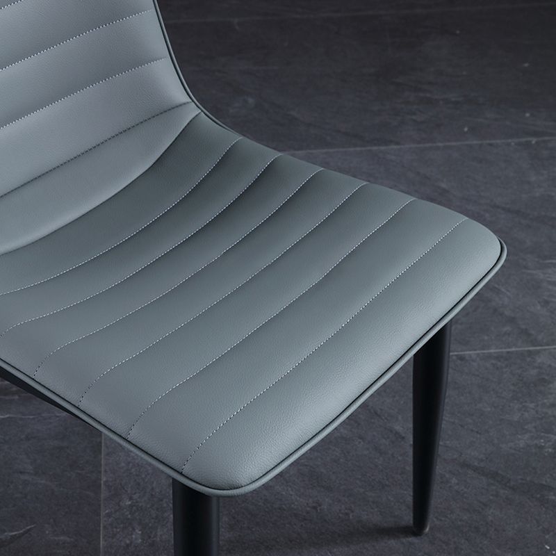 Industrial Faux Leather Chairs Armless Side Chairs with Metal Legs for Home Use