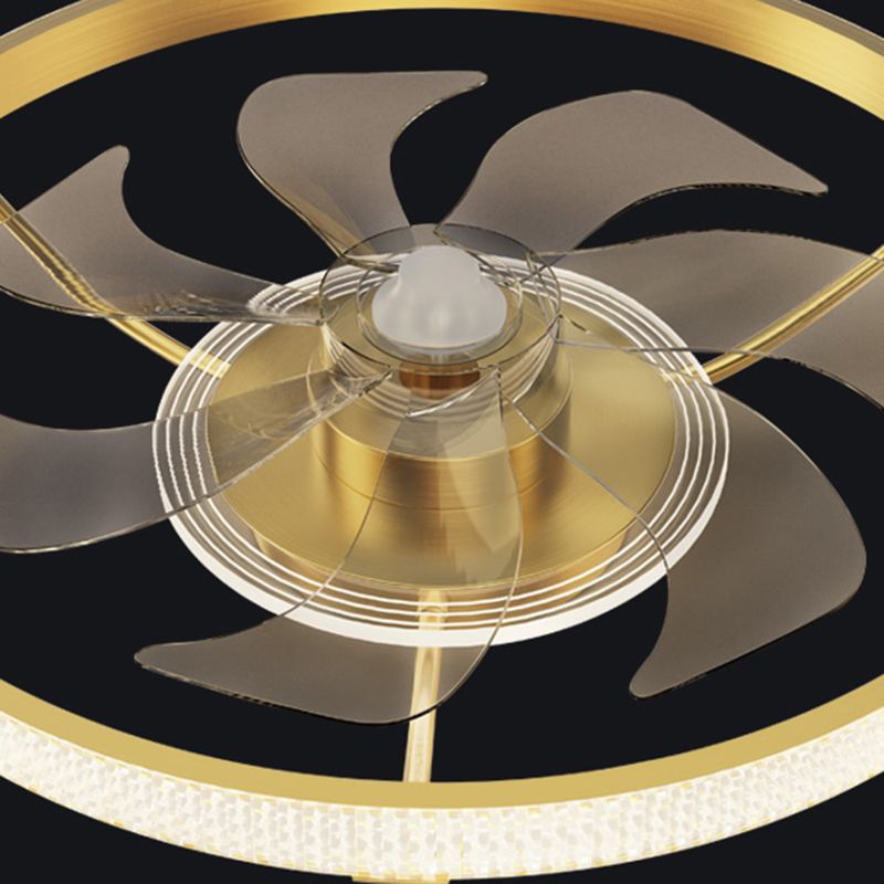 Lampada a ventola a soffitto circolare con finitura dorata LED MIMINALIST METALE SEMI FLUSH LUCE