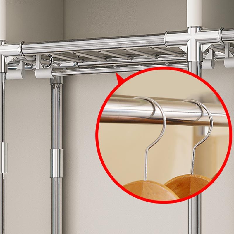 Contemporary Wardrobe Armoire with Shelves Steel Wardrobe Closet for Home