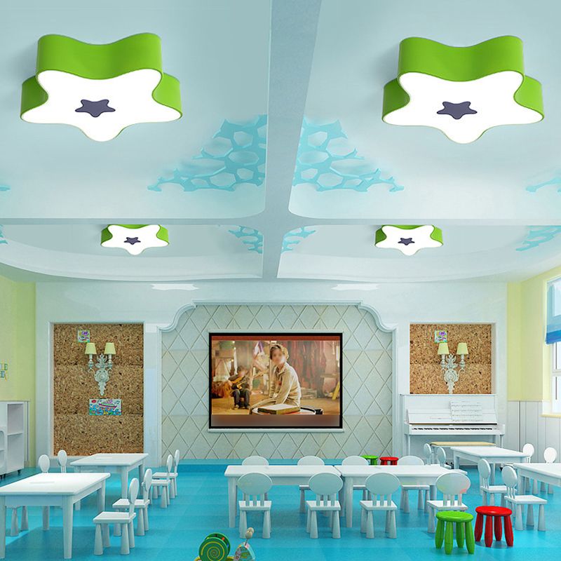 Pentagramma Forma LED Lampada da Soffitto Acrilico Moderno 1 Luce Flush Mount per Classroom