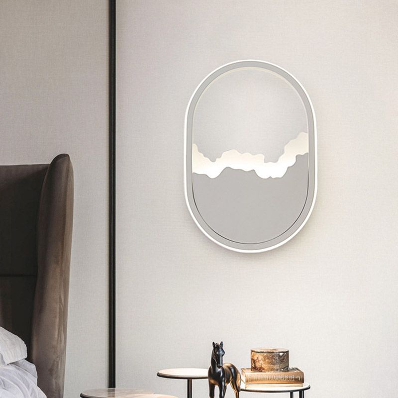 Modernisme Mur à paroi ovale légère en fer LED LED PIRMIÈRE LAMPE DE LAMPE DE LA LAMPE EN BLANC