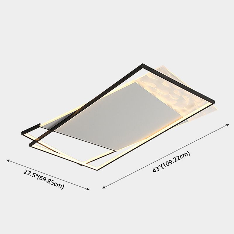 Geometric Feather LED Semi Flush Mount in Modern Simplicity Wrought Iron Ceiling Light for Interior Spaces