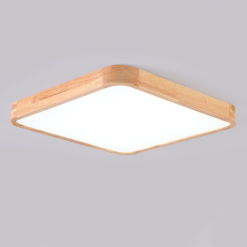 Geometric LED Ceiling Lamp Modern Wood 1 Light Flush Mount for Bedroom Study