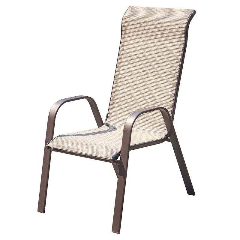 Stacking Patio Arm Chair Modern Metal Brown UV Resistant Dining Armchair