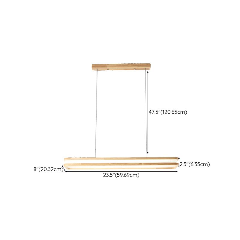 Modern Wood Pendant Light Geometric Shape Island Light with Acrylic Shade for Living Room