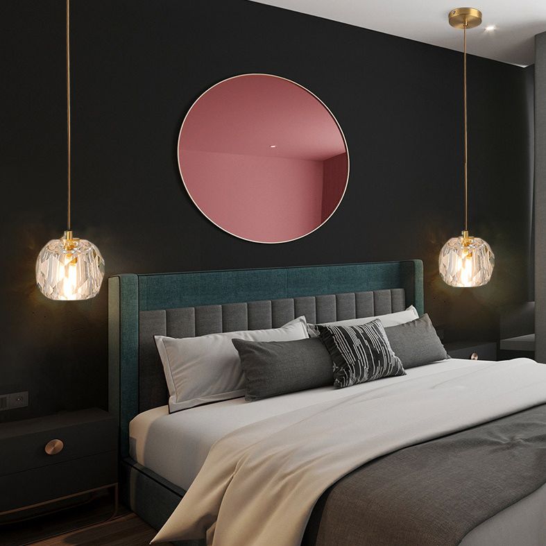 1-Light Crystal Ball Mini Pendant Light 4.3 Inch Wide Modern Simplicity Style Hanging Light with 78.7" Adjustable Suspension Wire