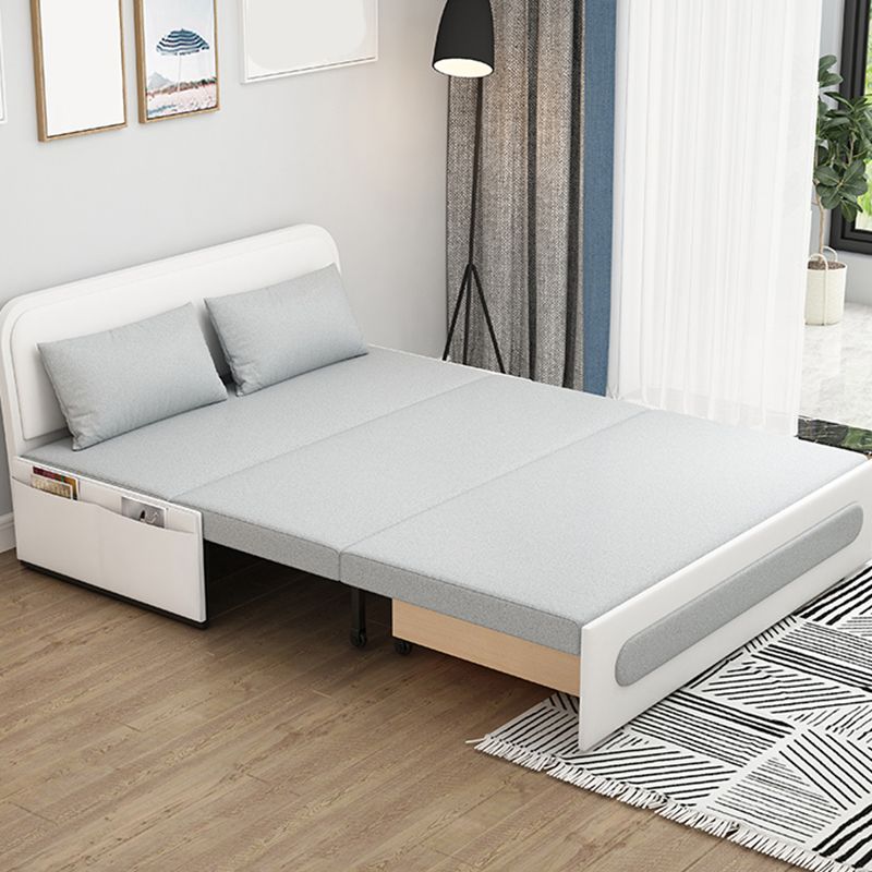Contemporary 33.46"H Faux Leather Armless Sofa Bed for Apartment with Storage