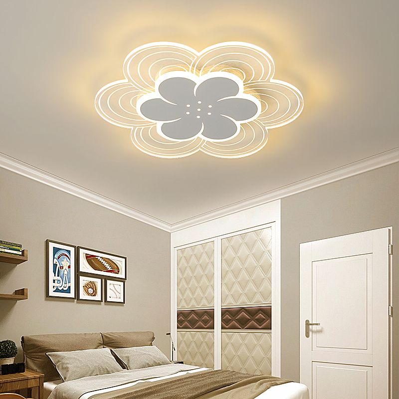Blumen Acryl Led Flush Mount Einfache Stil Weiß Ceiling Mount Light Fassung für Schlafzimmer