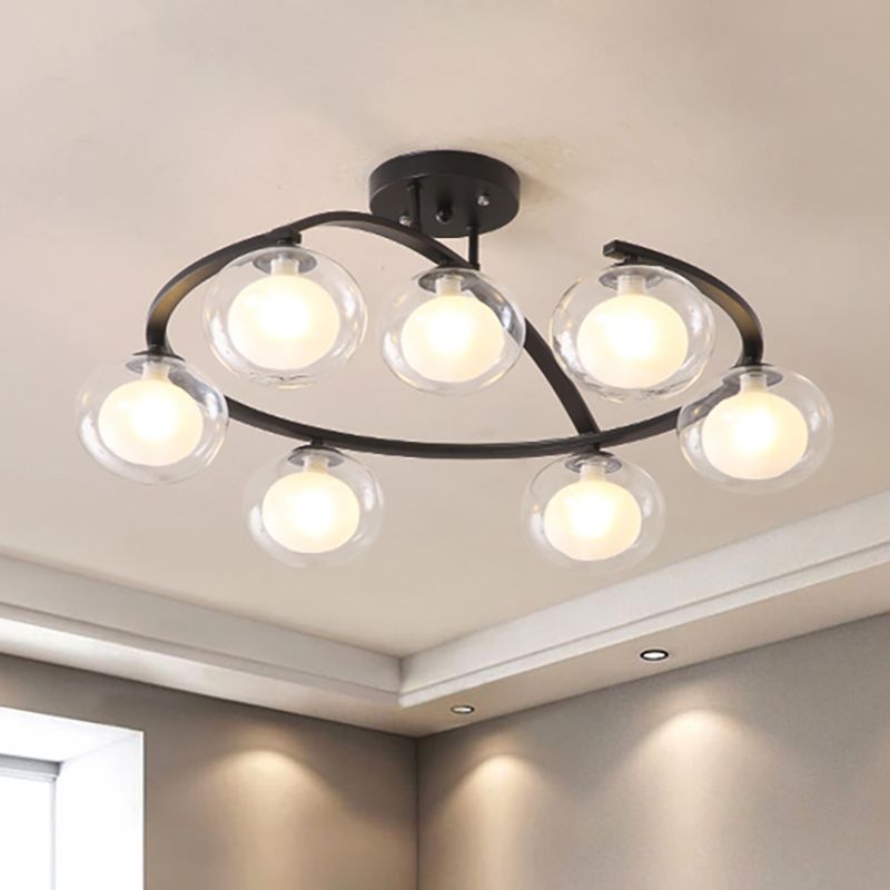 Mont semi-plafond du bras Twist avec une teinte ovale lampe au plafond en métal contemporain pour le café