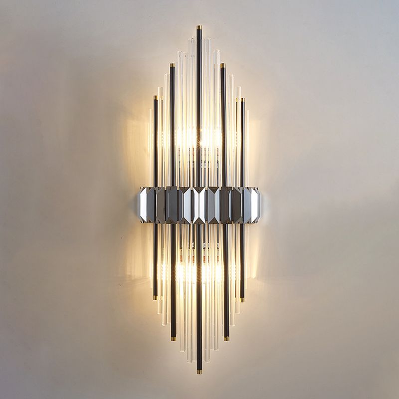 2-Light Geometric Wall Light Sconce Modern Style Glass Wall Lighting