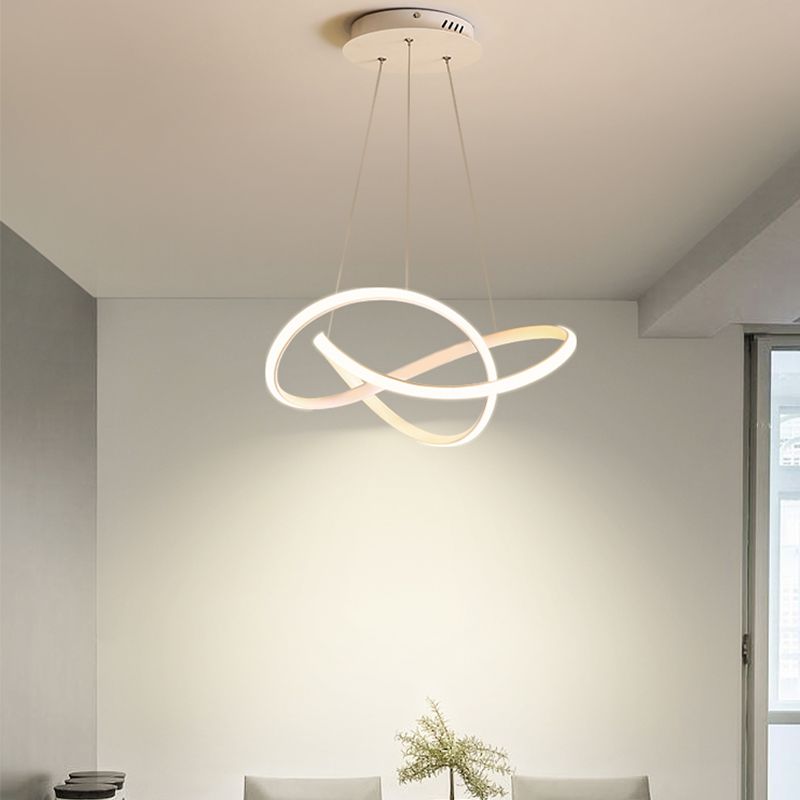 Lacquered Iron LED Pendant Light in Modern Luxury Style Acrylic Linear Chandelier for Dining Room