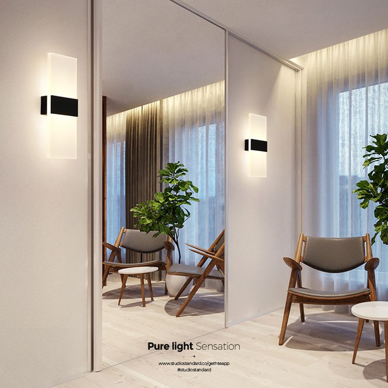 Moderno de moda simple estilo geométrico mate de pared de metal 1 apliques de luz
