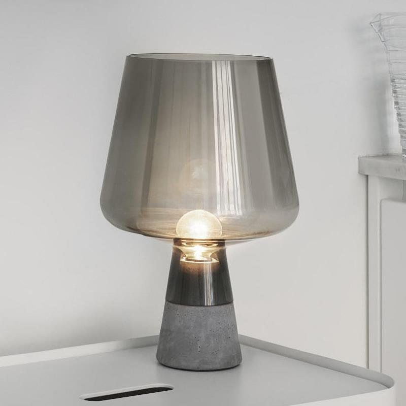 Cement Base Nordic Minimalism Glass Table Lamp Creative Goblet-shaped Single Bulb Nightstand Light