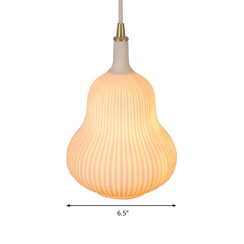 1 Bulb Gourd Shape Suspension Light Creative Clear Glass Pendant Light in White for Dining Room