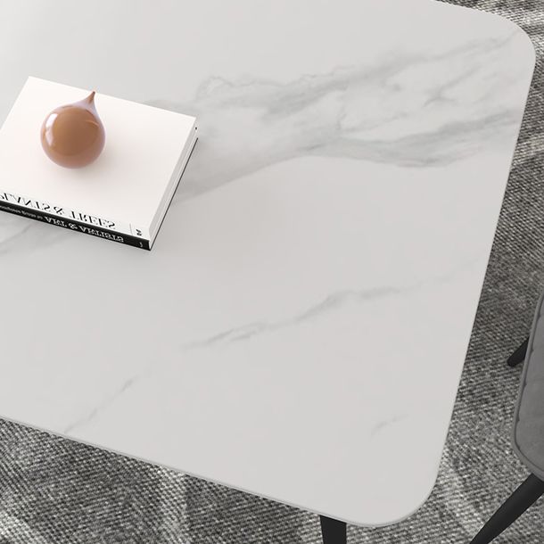 Contemporary Sintered Stone Top Stand Rectangular Dining Set White Standard Dining Set for Kitchen