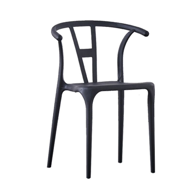 Sillas de comedor escandinavas de plástico sin brazos, silla auxiliar de comedor apilable (juego de 4)