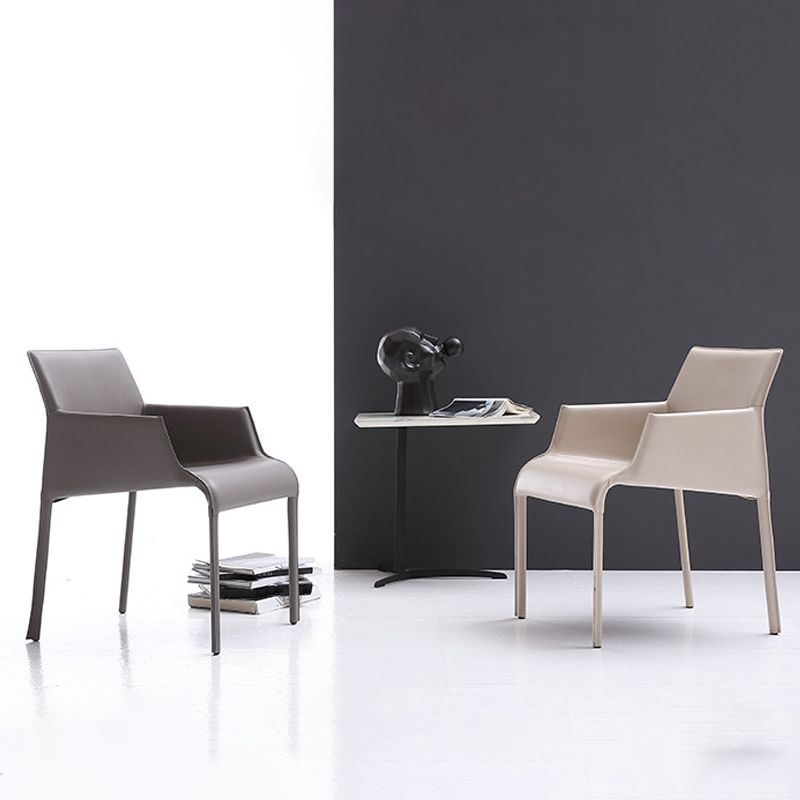 Modern Design Leather Chair Kitchen Solid Back Single Dining Arm Chair