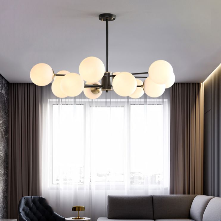 Modern Globe Chandelier Light Fixtures Multi-Head Suspension Pendant Lamps with Glass Shade