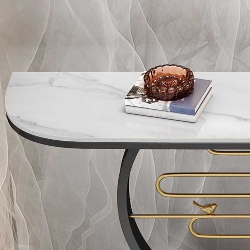 Half Moon Marble/metal Scratch Resistant Console Table for Hall