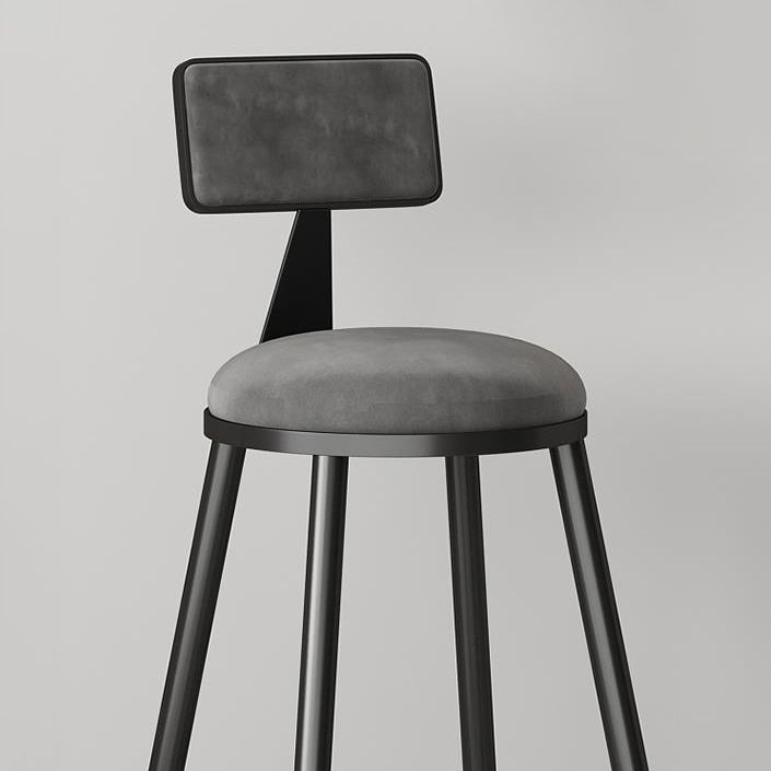 Modern Armless Backrest Counter Stool Iron Couture Bar Stool with Velvet Cushion and Pedal