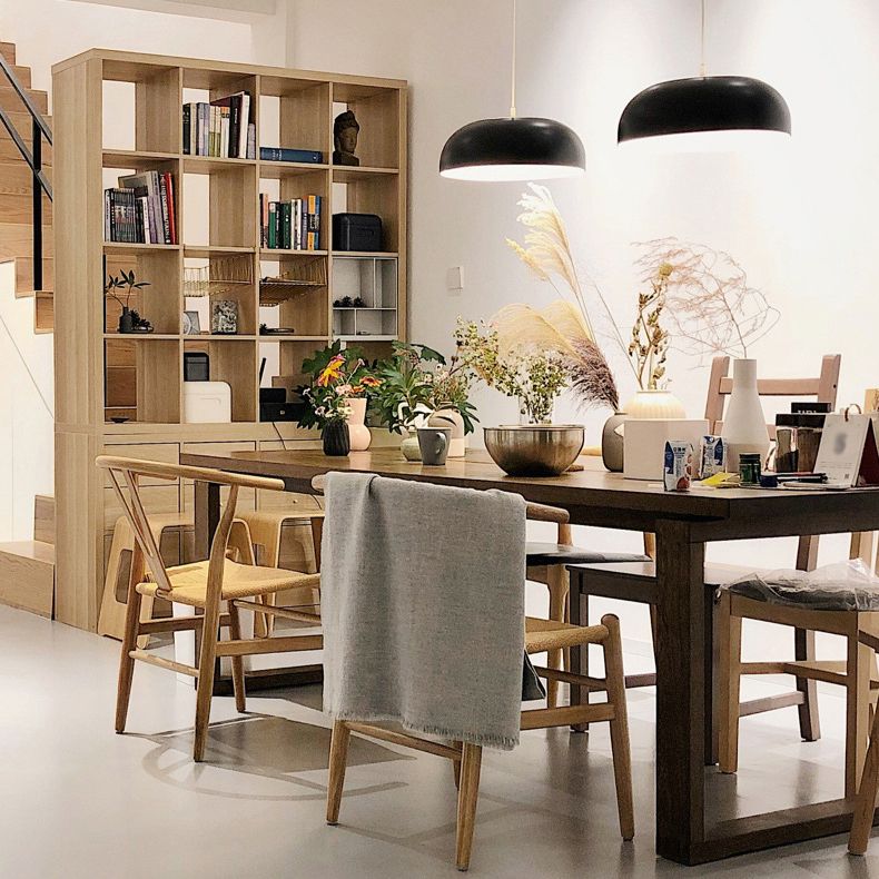 Pine Wood Top Table Rectangle Traditional Luxury Table with Sled Base