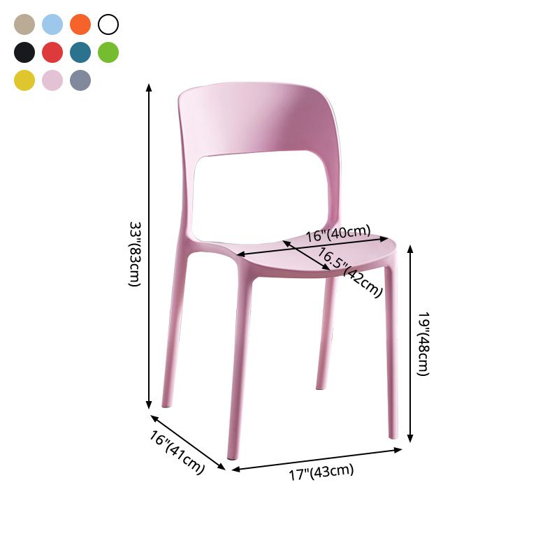 Chaises d'appoint empilables en plastique Chaise de salle à manger sans accoudoirs à dossier ouvert (Ensemble de 4)