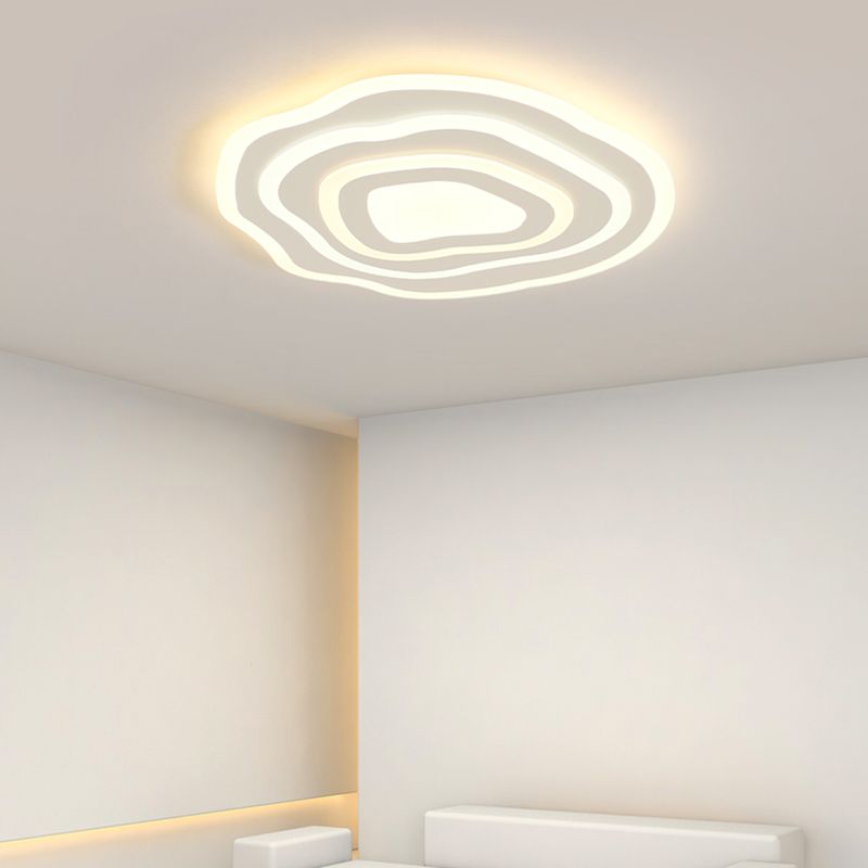 Geometría blanca LED integrado instalado en la moderna y sencilla lámpara de techo de hierro lacado de pantalla de acrílico