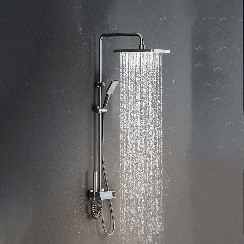 Contemporary Shower Set Slide Bar Dual Shower Head Thermostatic Wall Mounted Shower System