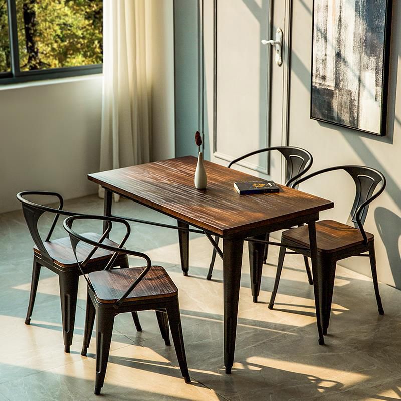 Industrial 1/2/5 Pieces Furniture Solid Wood Dining Set in Brown