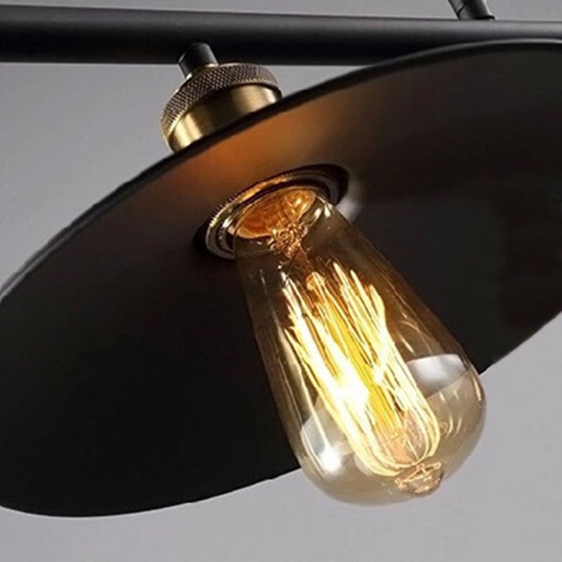 Black 3-Light Pulley Island Pendant Light in Industrial Retro Style Wrought Iron Hanging Lamp for Dining Room