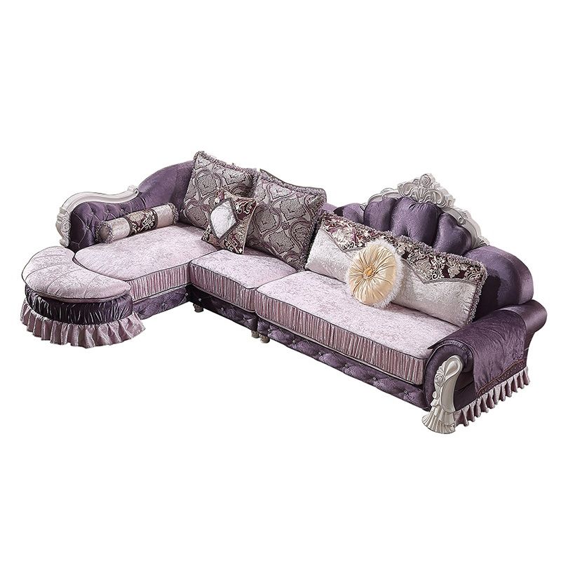 3/4-Seater Velvet Sectional Sofa L-Shape Flared Arm Sofa Sectional