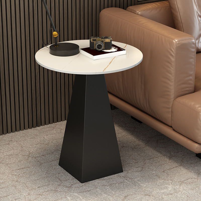 19.6"/23.6" Wide Modern Slate Round Side Table Pedestal End Table