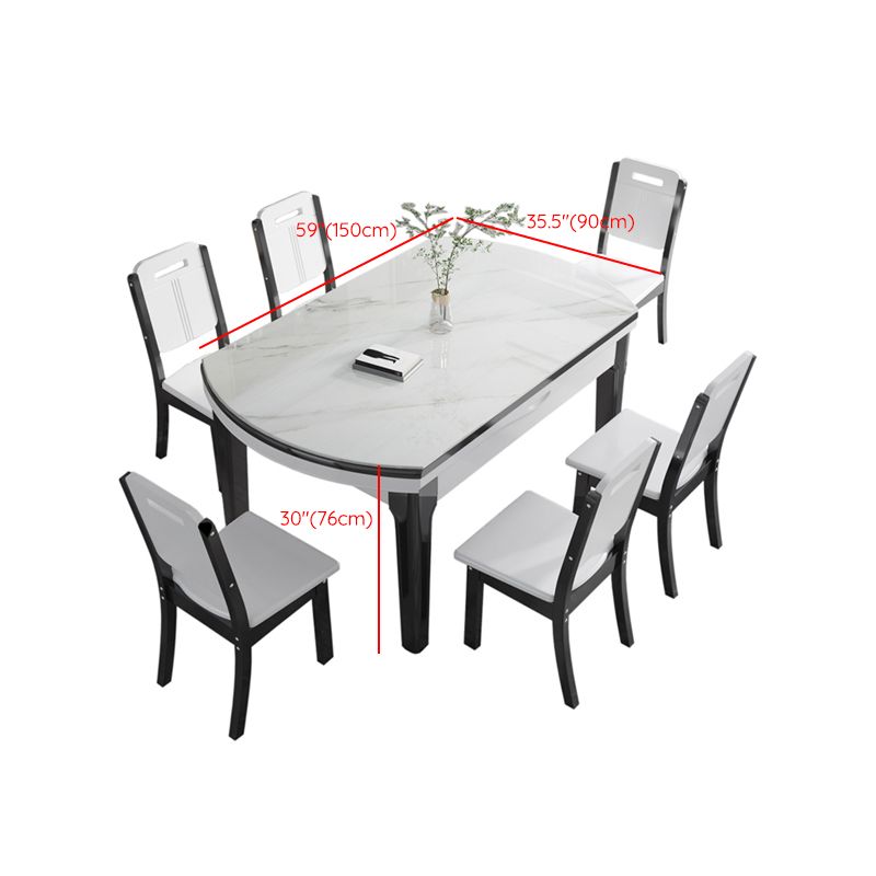Foldable Dinette Table with Wood Base Modern Stone Top Dining Table