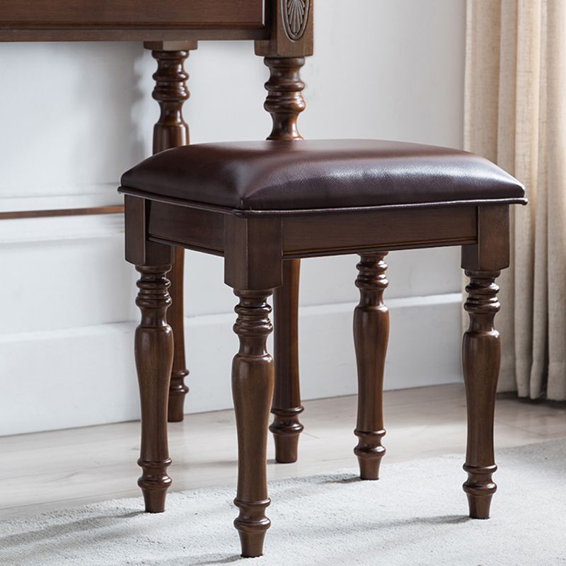 23.6" W Wood Vanity Table 1-Drawer Vanity Makeup Table Set with Mirror & Stool