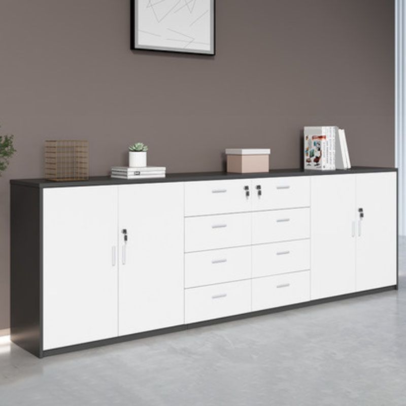 Lateral File Cabinet Wood Color Block Locking File Cabinet with Drawers