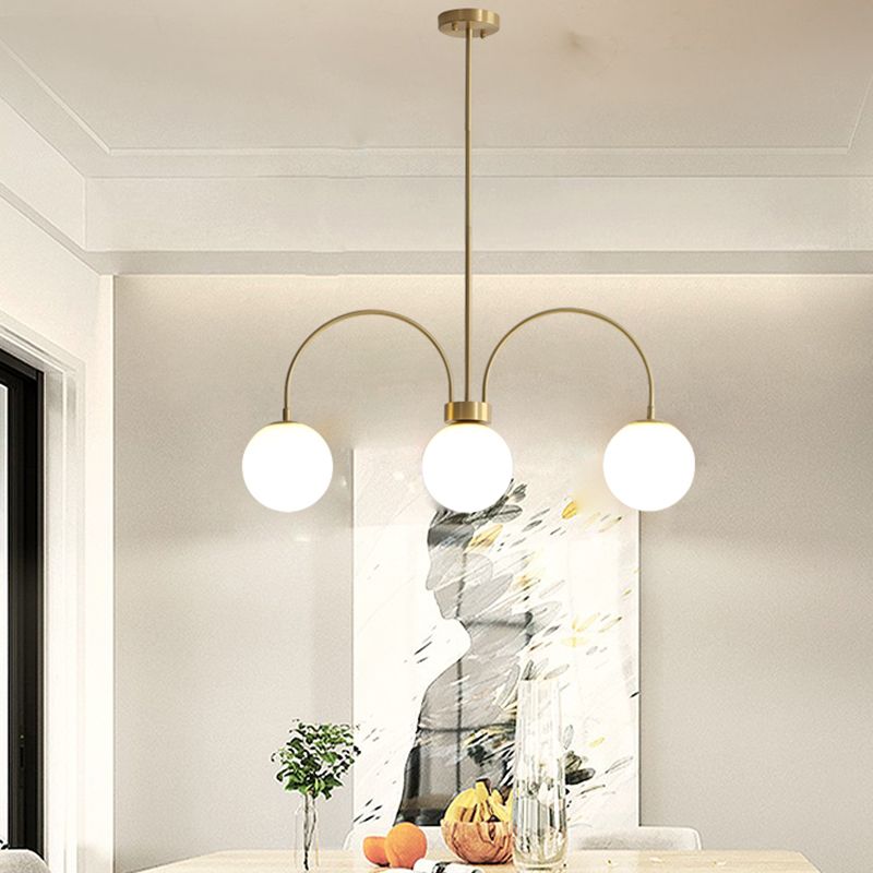 Modern Copper Chandelier Light Fixtures 3-Light Suspension Pendant Lights for Living Room