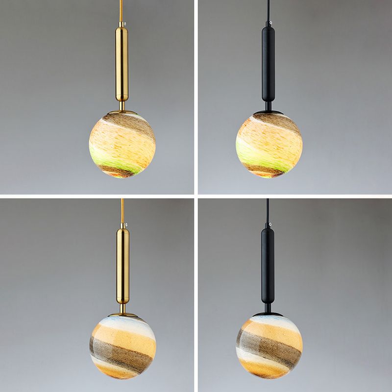 Luz de colgante de techo planeta Postmodern Glass Péndulo de dormitorio de 1 linda