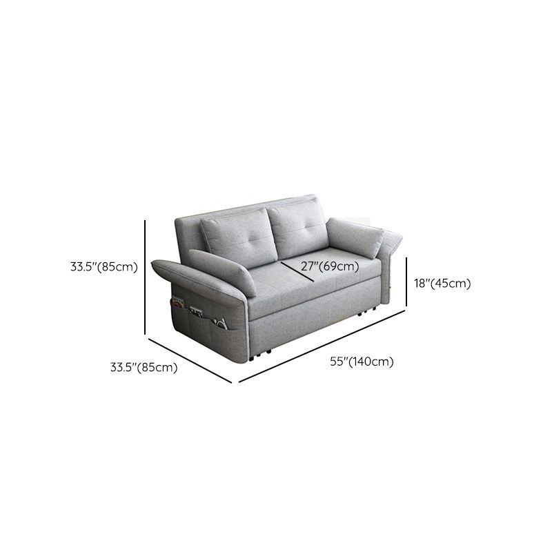 Modern Fabric Sleeper in Light Gray Flared Arm Futon And Mattress with Storage